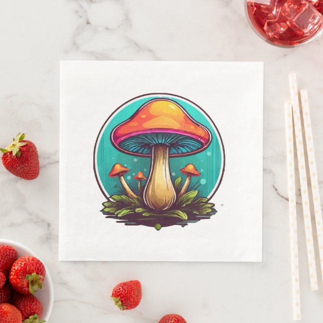 Coloured Magic Mushrooms Napkin (Insitu)