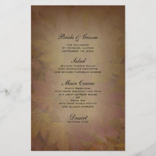 Coloured Maple Leaves Fall Wedding Menu