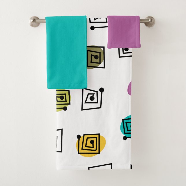 Coloured Mazes  Bath Towel Set (Insitu)