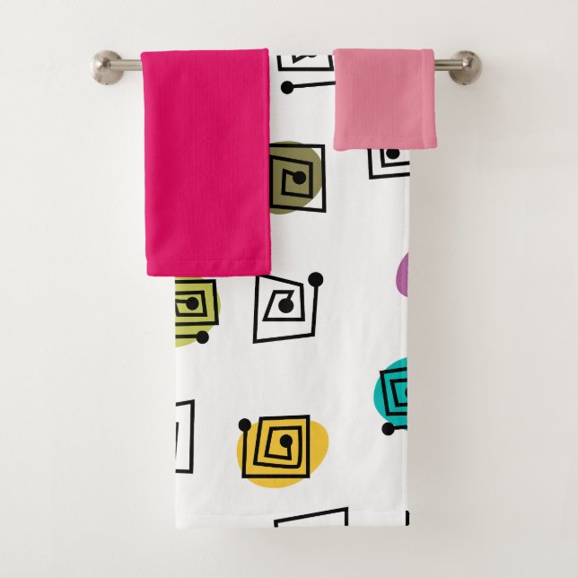 Coloured Mazes  Bath Towel Set (Insitu)