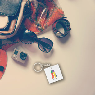 Coloured minimalist monogram  letter A  keychain