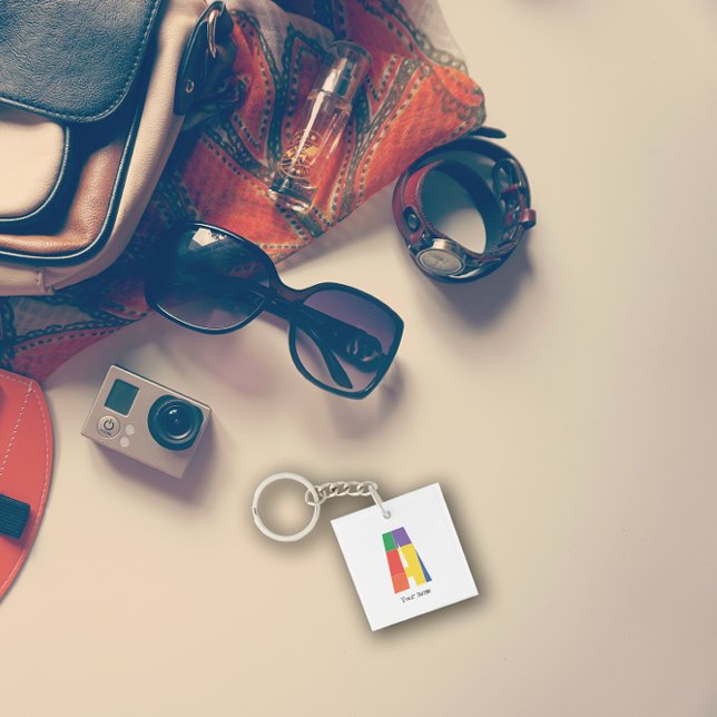 Coloured minimalist monogram  letter A  keychain (Creator Uploaded)