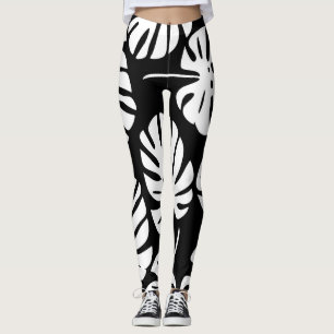 Coloured Monstera Leaves Floral Abstract Leggings
