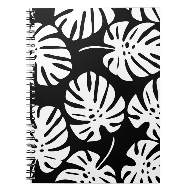 Coloured Monstera Leaves Floral Abstract Notebook (Front)