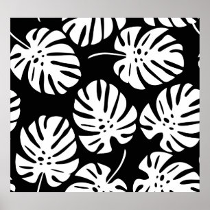 Coloured Monstera Leaves Floral Abstract Poster