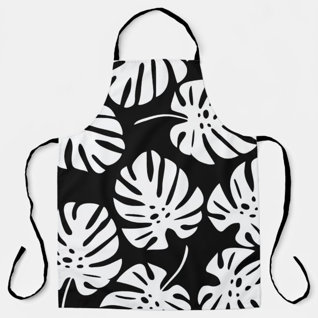 Coloured monstera leaves seamless pattern apron (Front)