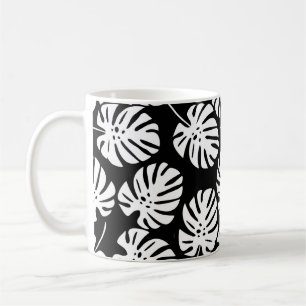Coloured monstera leaves seamless pattern coffee mug