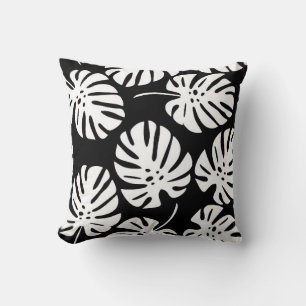 Coloured monstera leaves seamless pattern cushion