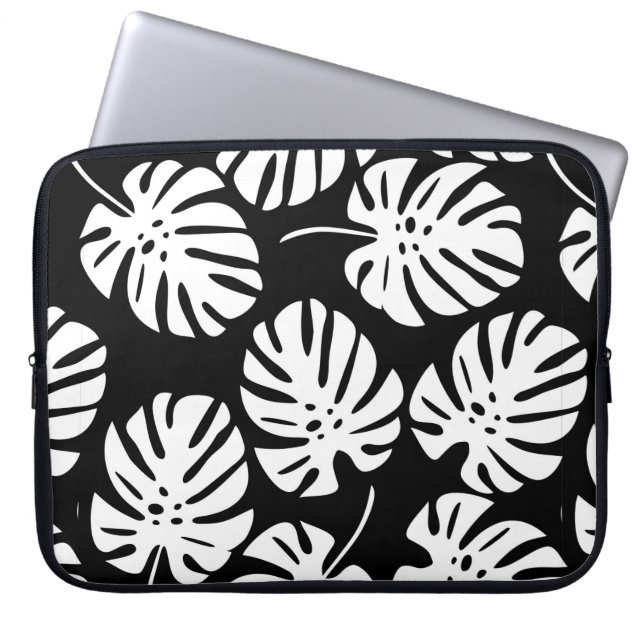 Coloured monstera leaves seamless pattern laptop sleeve (Front)