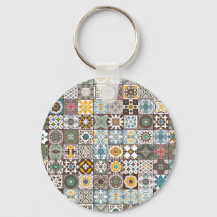 Coloured Moroccan tile Key Ring