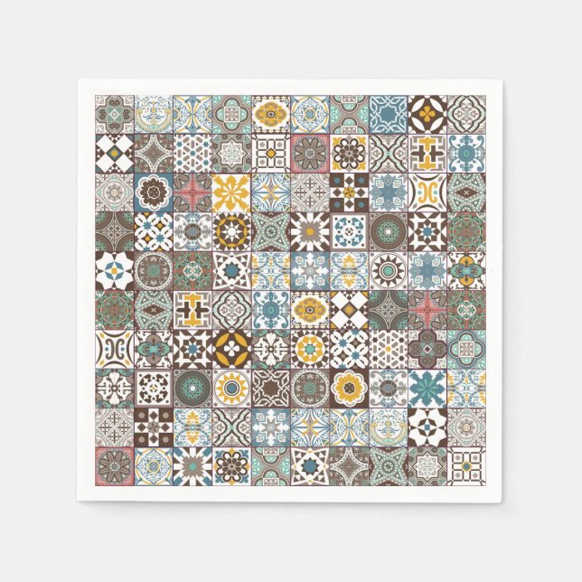 Coloured Moroccan tile Napkin (Front)