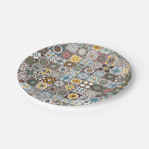 Coloured Moroccan tile Paper Plate