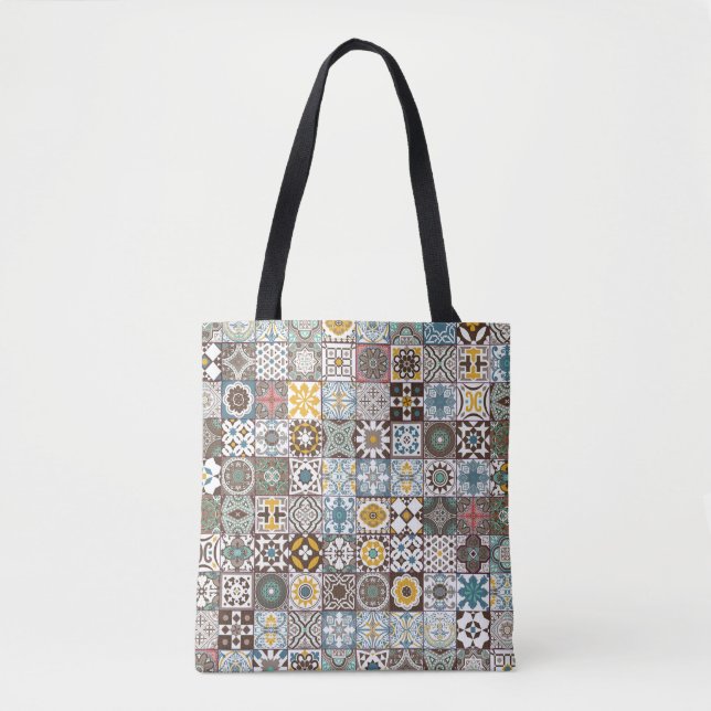 Coloured Moroccan tile Tote Bag (Front)