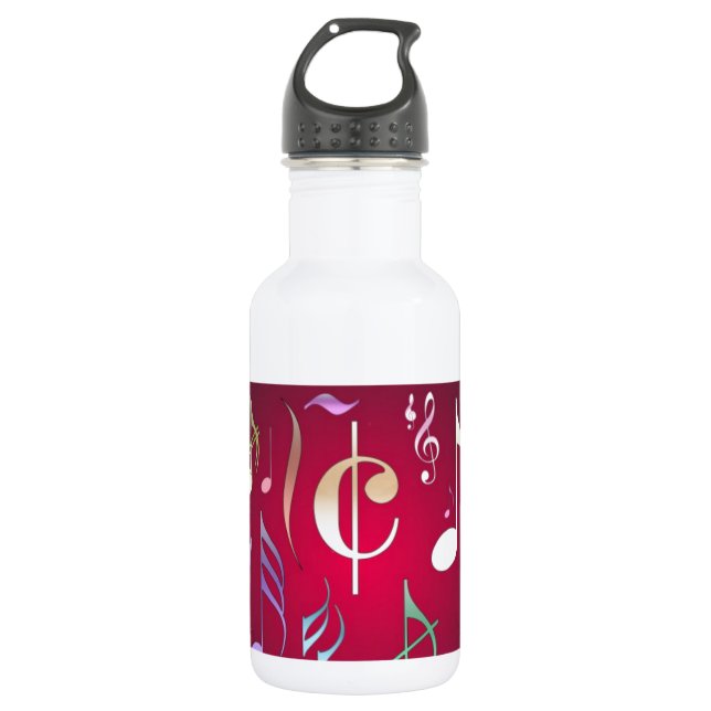 Coloured Musical Notes 532 Ml Water Bottle (Front)