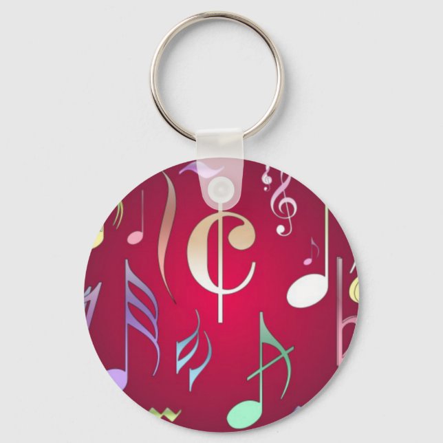 Coloured Musical Notes Key Ring (Front)