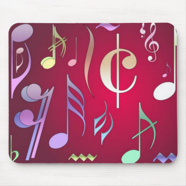 Coloured Musical Notes Mouse Mat (Front)