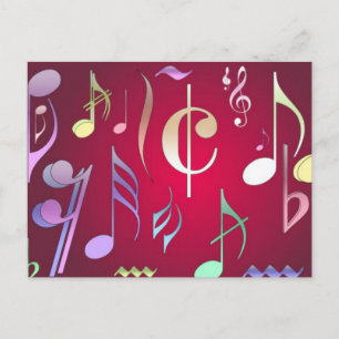 Coloured Musical Notes Postcard