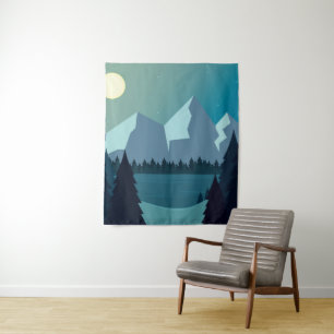 Coloured natural landscape tapestry