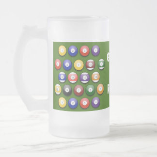 Coloured Numbered Pool Balls on a Beer Glass Frosted Glass Beer Mug