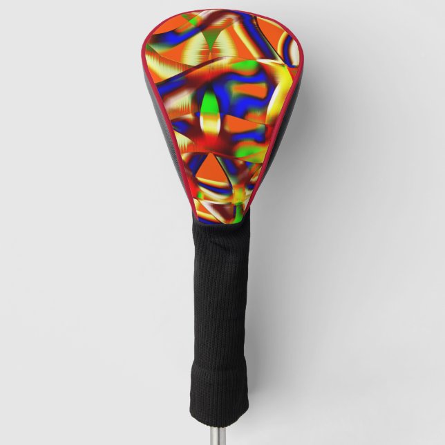Coloured of imposing colours, orange and blue foug golf head cover (Front)