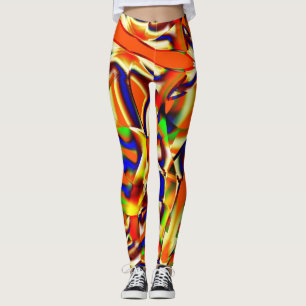 Coloured of majestic colours, blue and orange foug leggings