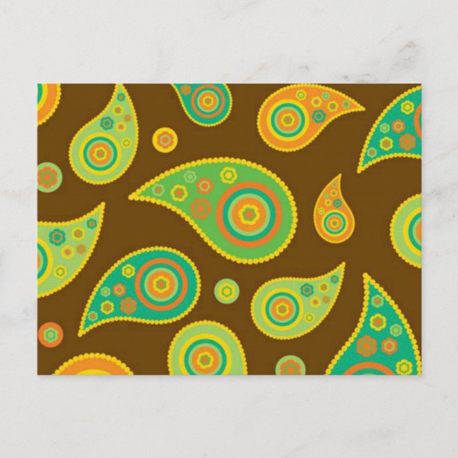 Coloured Paisley Pattern Postcard (Front)