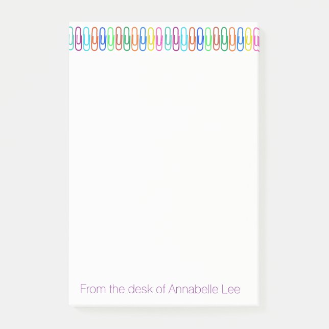 Coloured Paperclips Post-it Notes (Front)