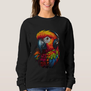 coloured parrot DJ With Headphones african parrots Sweatshirt