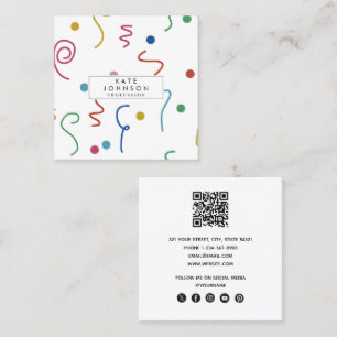 Coloured Party Confetti Party Event Planner Square Business Card