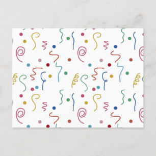 Coloured Party Confetti Pattern Holiday Postcard