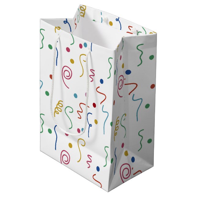 Coloured Party Confetti Pattern Medium Gift Bag (Front Angled)