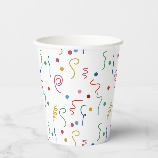 Coloured Party Confetti Pattern Paper Cups (Front)