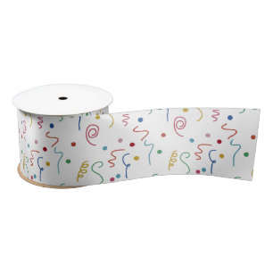 Coloured Party Confetti Pattern Satin Ribbon