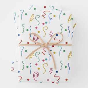 Coloured Party Confetti Pattern Wrapping Paper Sheet