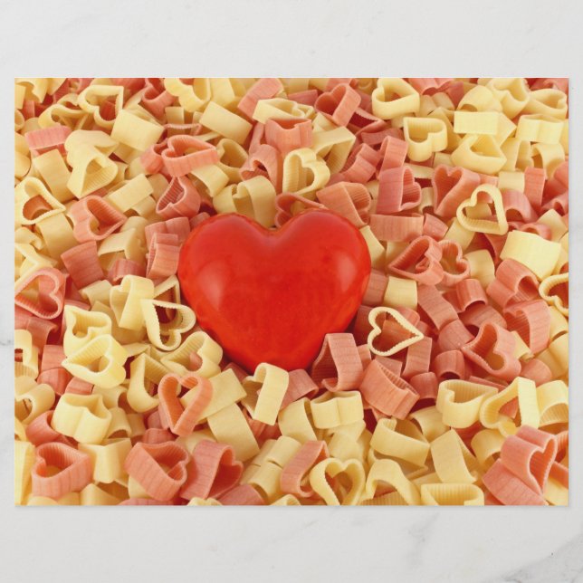 Coloured pasta and a heart flyer (Front)