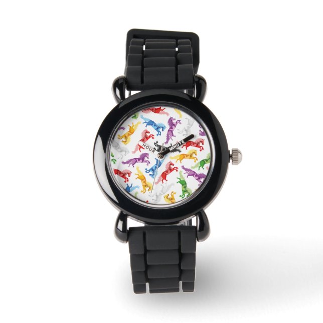 Coloured Pattern jumping Horses Watch (Front)