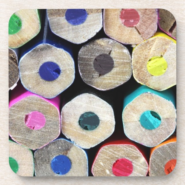 Coloured Pencil Ends Cork Coasters (Front)