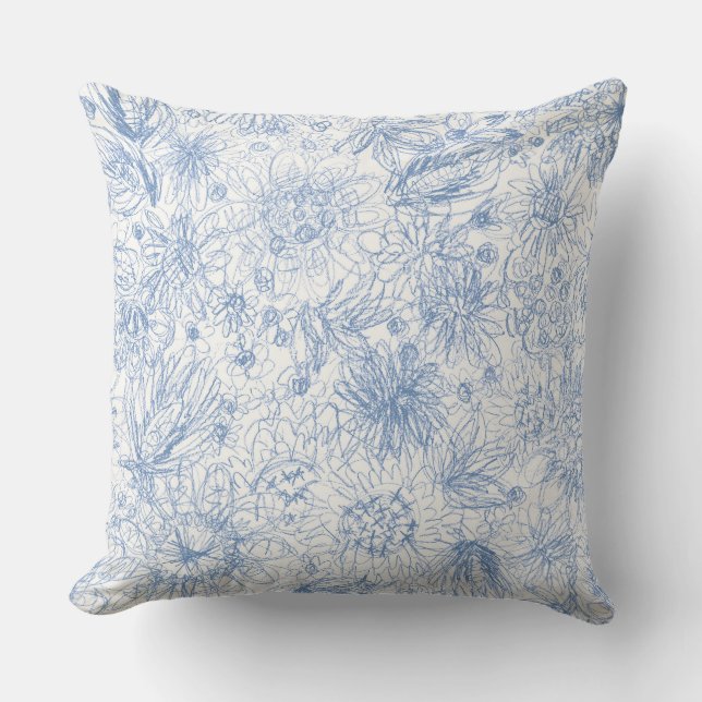 Coloured Pencil Floral Cushion (Front)