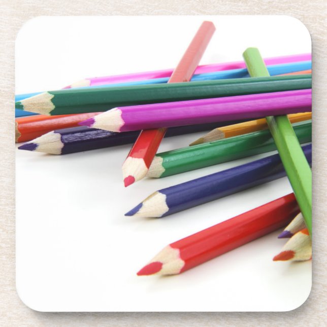 Coloured Pencil Stack Cork Coaster (Front)