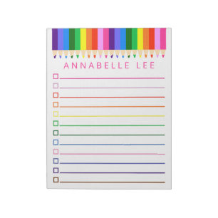 Coloured Pencil To Do List Personalise Notepad