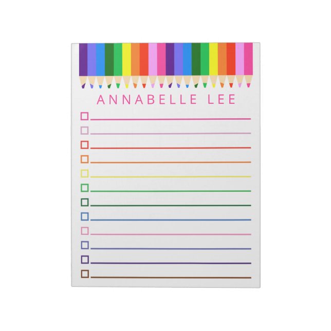 Coloured Pencil To Do List Personalise Notepad (Rotated)