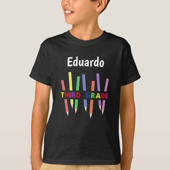 Coloured Pencils 3rd Grade Boy's T-Shirt 2 (Front)