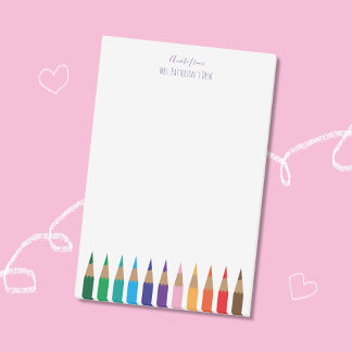 Coloured Pencils Art Teacher Personalised Notes