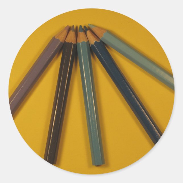 Coloured Pencils Classic Round Sticker (Front)