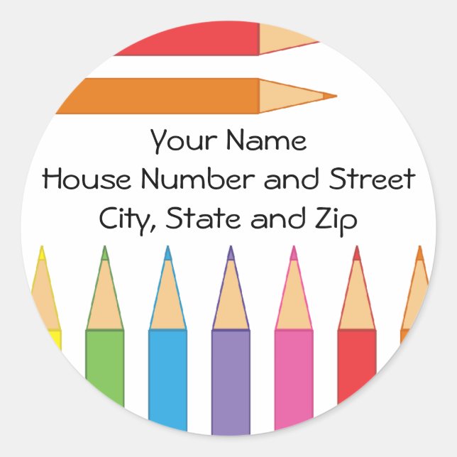 Coloured Pencils Classic Round Sticker (Front)