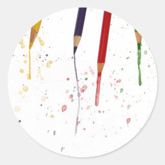Coloured Pencils Classic Round Sticker