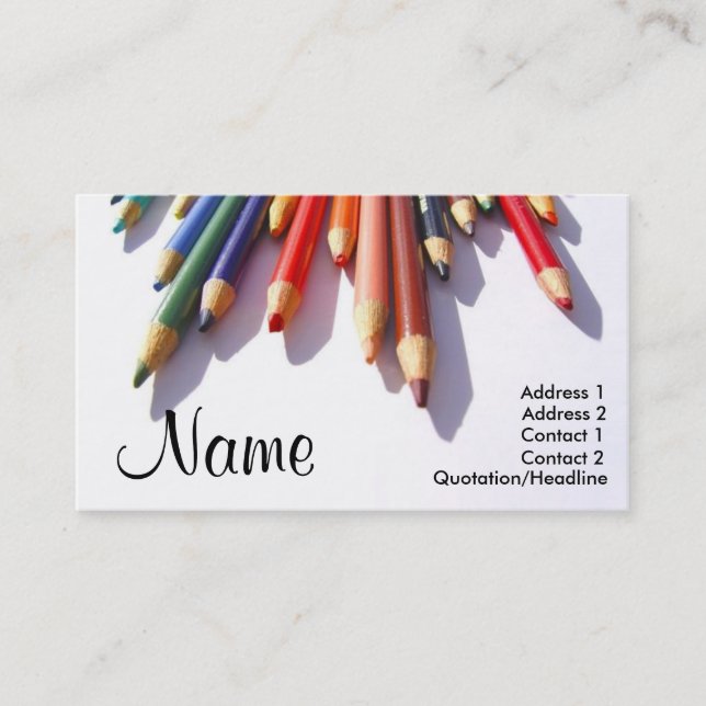 Coloured Pencils Fully Customisable Business Card (Front)