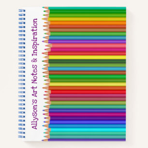 Coloured Pencils Happy Bright Fun Kids Monogram Notebook