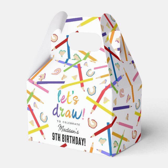 Coloured Pencils Kids Art Birthday Party Favour Box (Front Side)