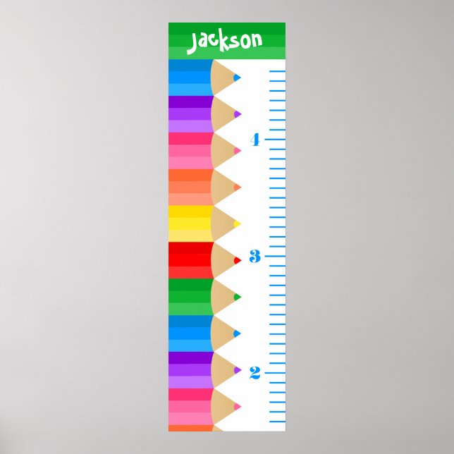Coloured Pencils Kids Growth Chart (Front)